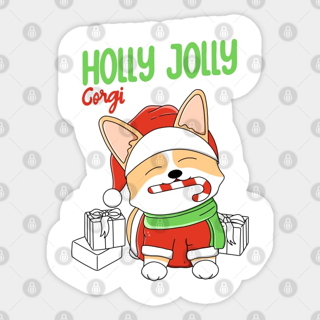 Holly Jolly Corgi Sticker by Kimprut